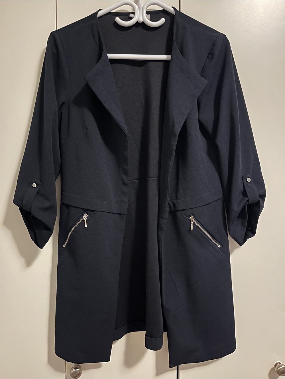 Women’s Soho Apparel Navy Open-Front Longline Blazer